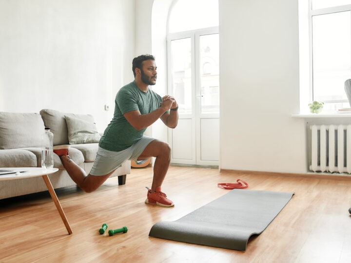 man doing an at home workout