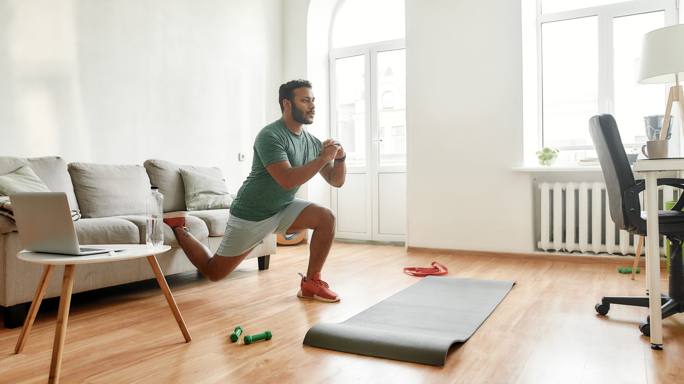 man doing an at home workout