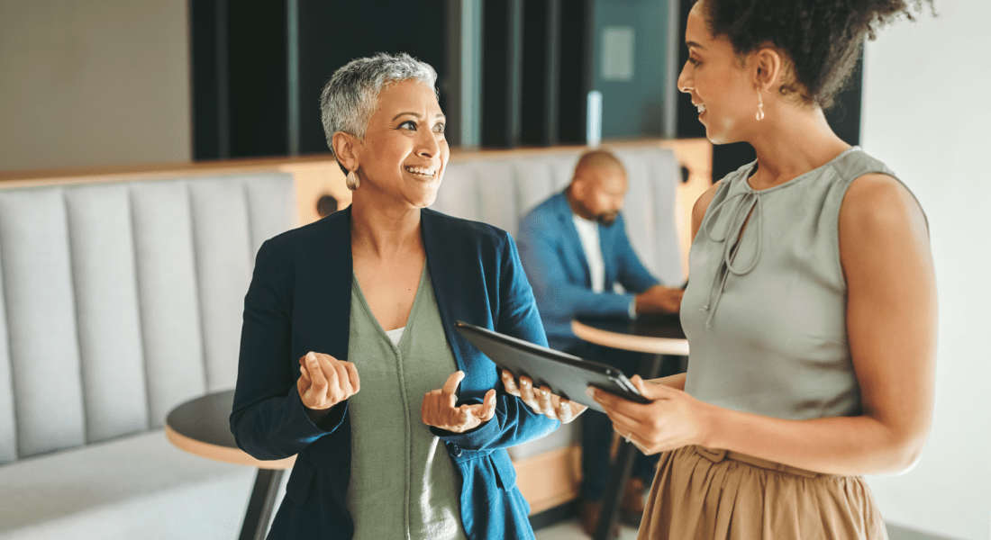 An employee feeling valued and heard by her manager